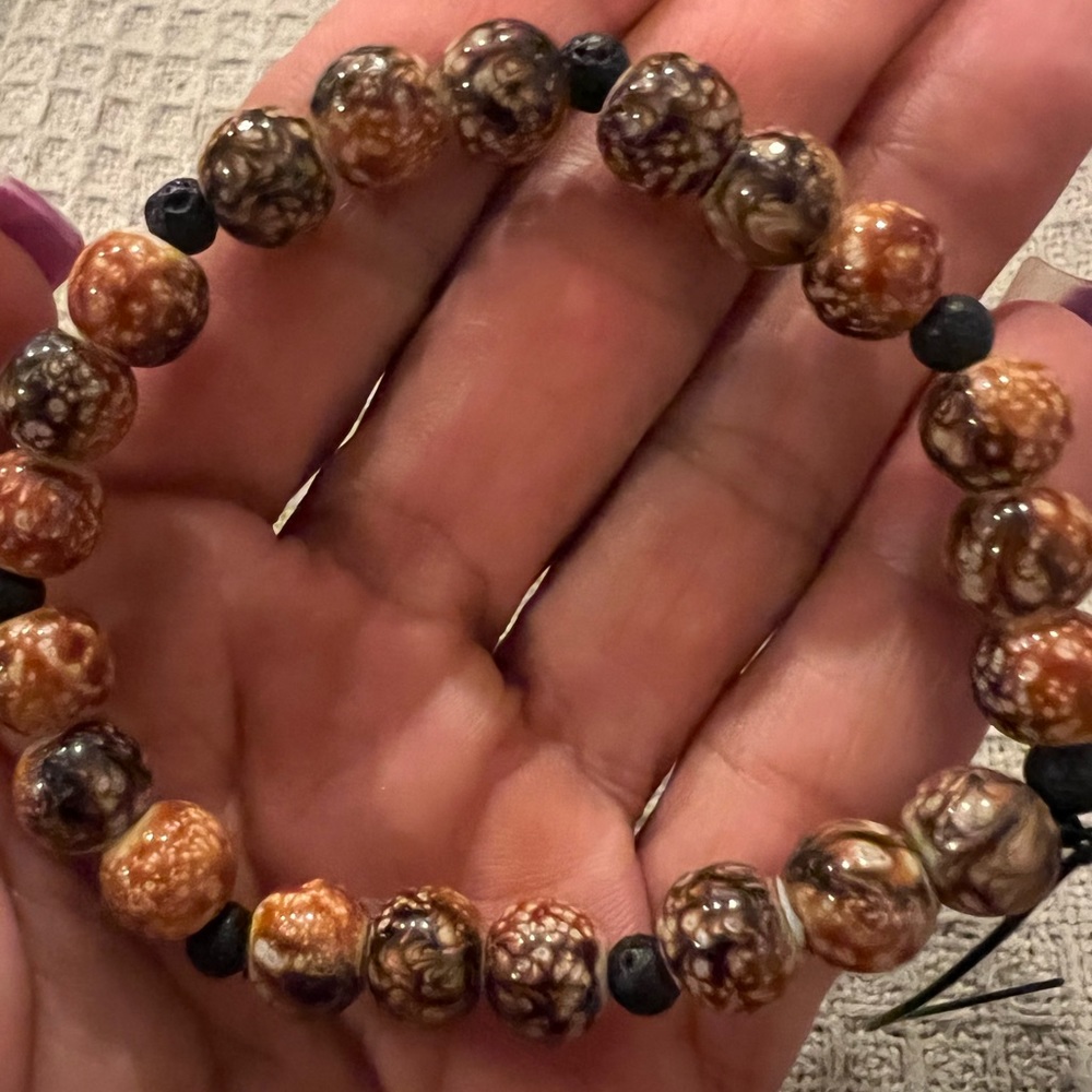 Cloisonne & black Lava bracelet